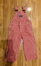 Vintage OshKosh B'Gosh Red/White Stripe Bib Denim Lined Overalls - 2T