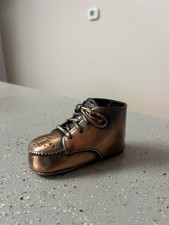 VINTAGE Copper Bronze Dipped/Coated Laced Baby Shoe, Nursery Decor, One