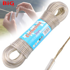 30M Washing Line Rope, Heavy Duty Clothes Line Steel Core, Strong String 4Mm Dia