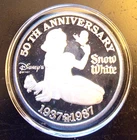 Snow White & 7 Dwarves 50th Anniv Box & COA Disney Mint-0.999 Silver 1 Oz Coin