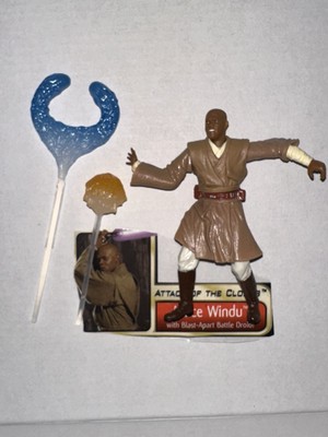 Star Wars Attack of the Clones Mace Windu w/ Force Power Attack Figure C8