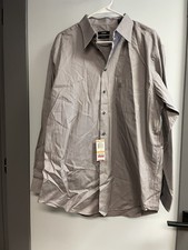 NWT Alfani Gray Pinpoint Long Sleeve Button Front Shirt Size 16.5 - 34/35