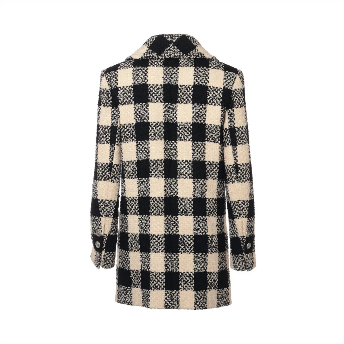 Cappotti Chanel Coco Bottoni Lana e Seta 34 Donna Beige x Nero P54393V37464 Twee