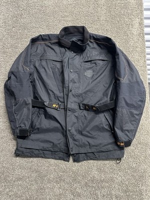 Harley Davidson Motor Clothes Jacket Mens XLarge Black Parka Reflective PVC Logo
