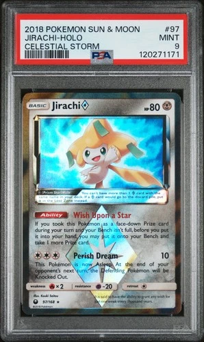 2018 POKEMON SUN & MOON CELESTIAL STORM #97 JIRACHI-HOLO PSA 9