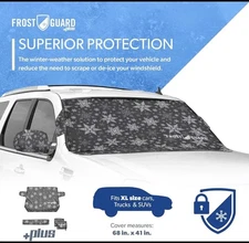 FrostGuard Plus Winter Windshield Cover -Built-in, STANDERED SIZE -Snowflake 