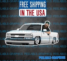 Slammed Truck Lowered Wht D Bagged Low Vinyl Decal Sticker Fits Chevy Silverado