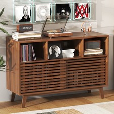 47x17x31" Large Record Player Stand w/ Sliding Door for 350 Vinyl Record Storage