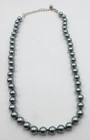VTG MODERN 20.5" KNOTTED gray Silver tone bead Necklace lady costume jewelry