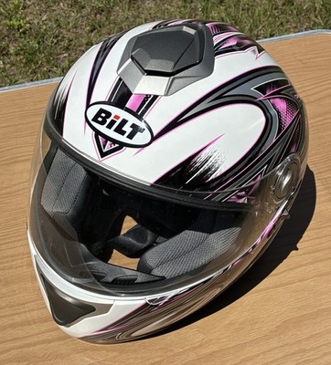 BILT Motorcycle Helmet BLH33/939A Size L 59-60cm Pink/White/Gray with Bag VGC