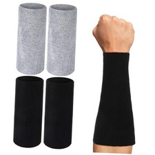 9'' Long Wristbands Sweatbands, Elastic Sport Wrist Bands for 4 Black,Gray