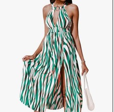 Cupshe Women's Sleeveless Dress Zebra Print Maxi Size S