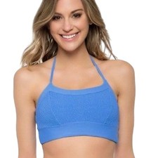 Tori Praver Medium Smocked Halter Bikini Top Square Neck Double Back Closure NWT