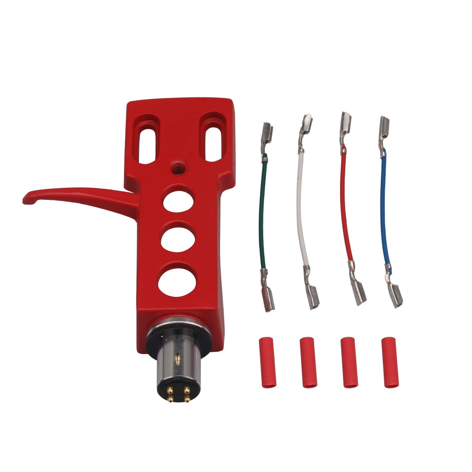 Vintage Red Record Player Phonograph Cartridge Head Shell H-4 with 4 Wires