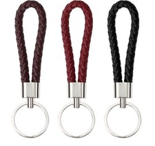 Braided Leather Key Fob Car Keychain Ring Woven Strap Keychain Accessories for