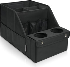 Organizador de Asiento de Auto con 11 Compartimentos y 2 Portavasos Negro