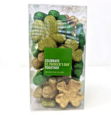 St Patricks Day Shiny Glitter Green Gold Shamrock Decorative Vase Bowl Fillers
