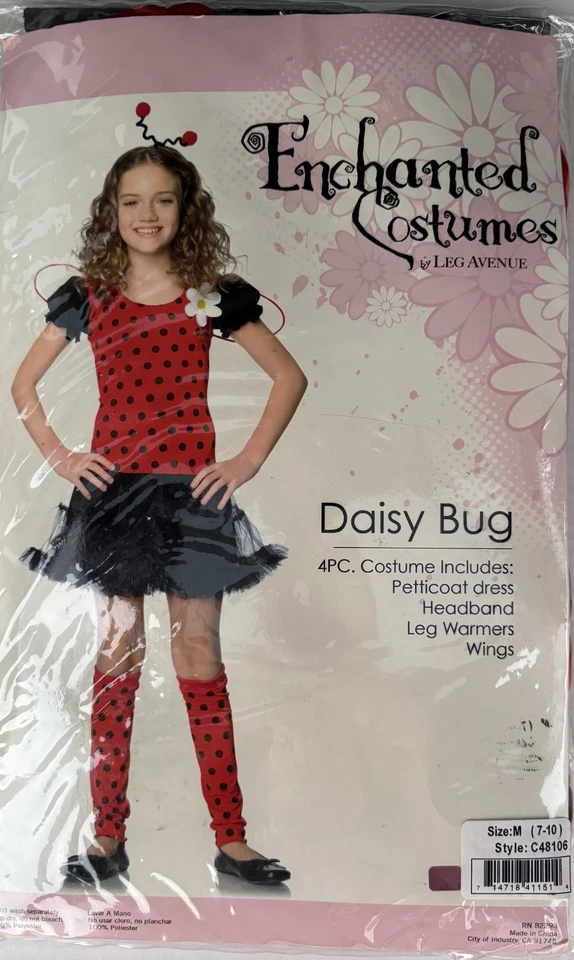 Niñas Dama Disfraz de Insecto CON Enagua Alas Diadema y Calentadores de Piernas L 10-12, NUEVO Foto 2 de 4