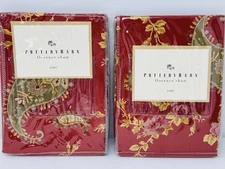 Pottery Barn Red Paisley Florence Euro Pillow Sham Set of 2 Brand New NIP