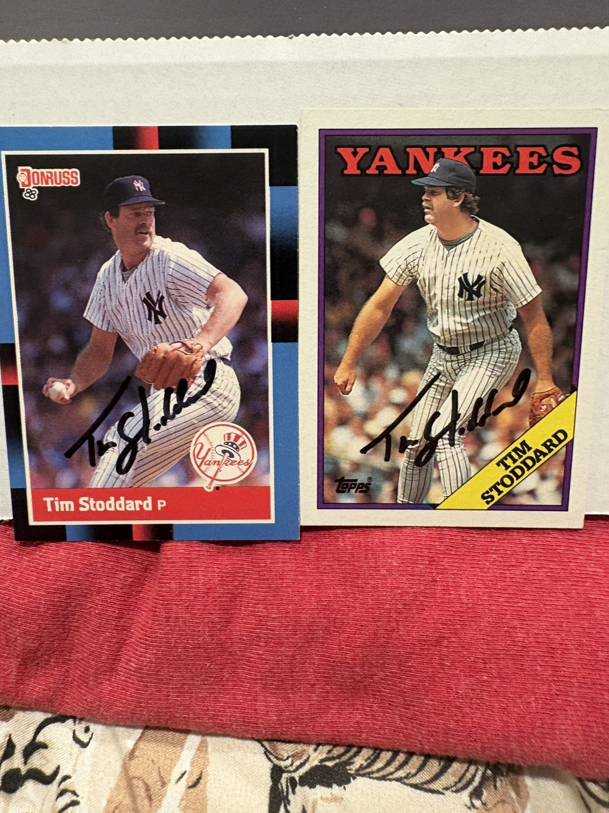 Tim Stoddard  1988 topps and donruss auto New York Yankees 