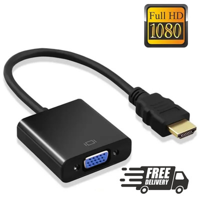 HDMI INPUT to VGA OUTPUT Converter Adapter Cable 1080p For PC TV Monitor Black