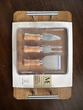 Modern Expressions Cheese Board & Knife Set Natural Wood with Brushnickle
