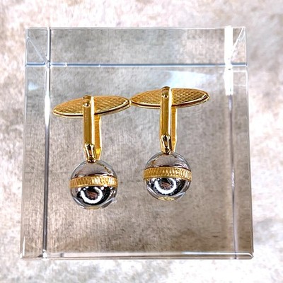 Vintage Dunhill Cufflinks Silver Gold Ball d Logo