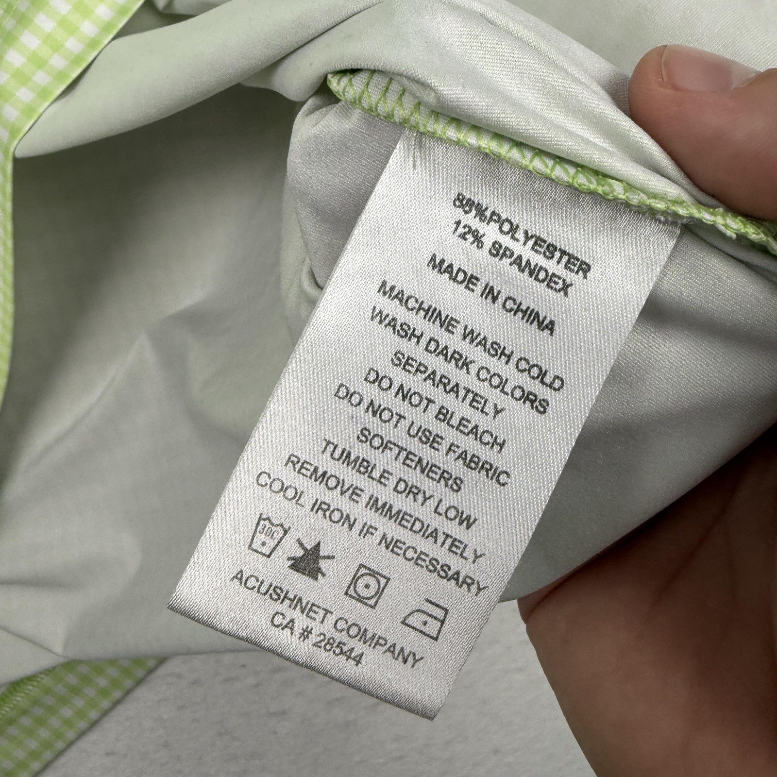 FootJoy Polo Shirt Mens Large Green Gingham Golf Stretch Oaktree National