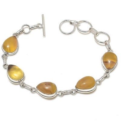 Fluoriet Gemstone 925 Sterling Silver Jewelry Bracelet Size 7-8''