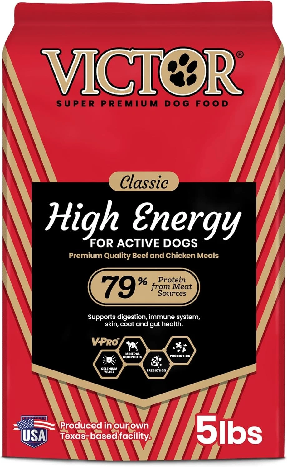 VICTOR Super Premium Dog Food – High Energy Dry 5 Pound (Pack of 1), Brown