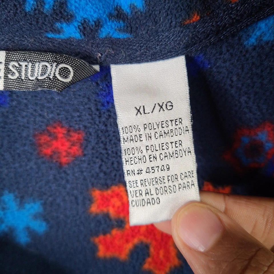 Active Studio Sweater Women XL Blue Red Orange Snowflake Fleece 1/4 Zip Pullover - Image 4 of 4