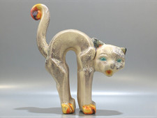 Ceramic Scared Cat Ornamental Figure Cubist Art Deco Style tail as found 18 cm