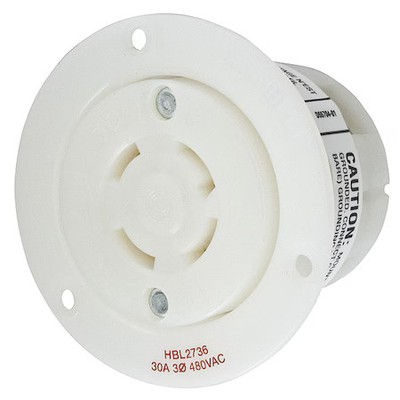 Hubbell Wiring Device-Kellems Hbl2736 Flanged Locking Receptacle, L16-30R, 30