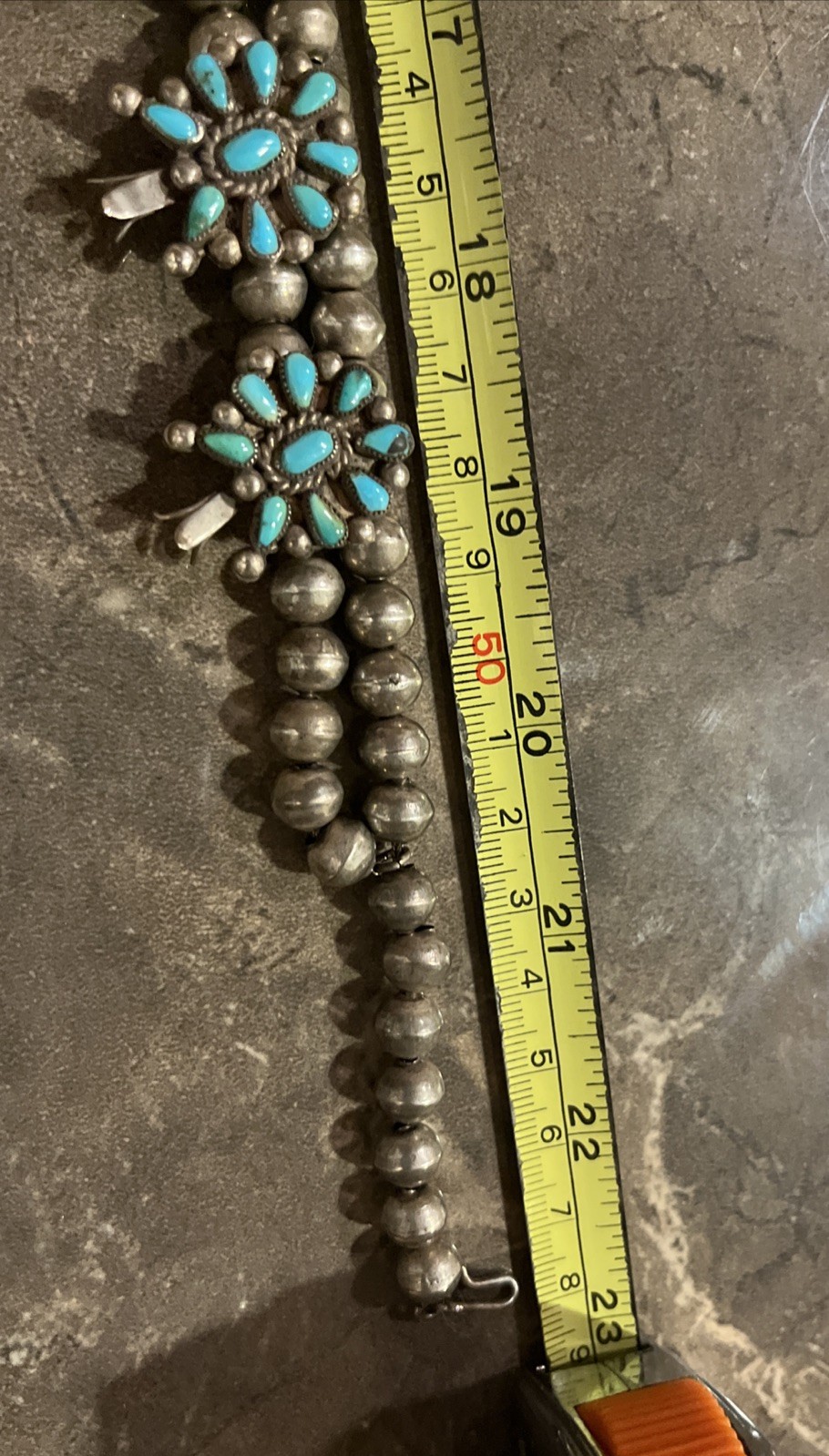 Vintage 1950's Era Zuni Squash Blossom Necklace - Gem