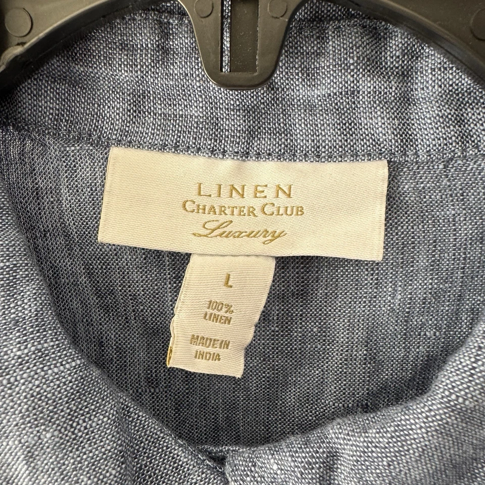 Vestido de mezclilla para mujer Charter Club de lujo 100 % lino cambray cápsula grande Foto 2 de 4
