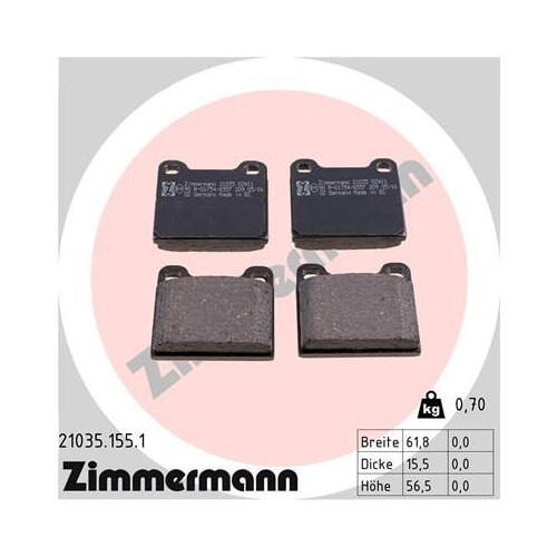 Zimmermann BremsbeläGe Hinterachse FüR Mercedes Benz S Klasse SL 8 123-image