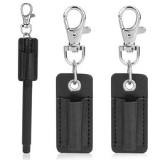 2 Pack Anti-Lost Leather Pen Holder with Clips Portable Lanyard Pen Holder