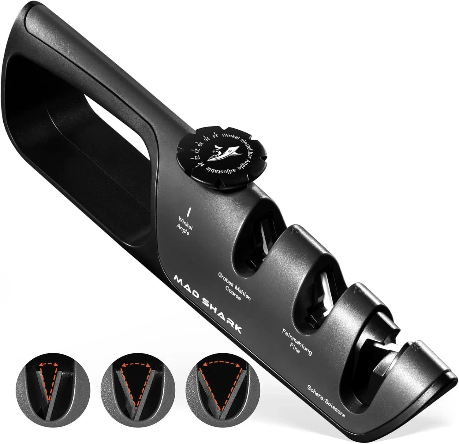 MAD SHARK Knife Sharpener, 6 Adjustable Sharpening Angle, Coarse & Fine Knife Sh
