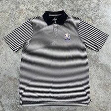 Bobby Jones Polo Shirt Mens Large Black White Stripe Ryder Cup 2012 Medinah Golf