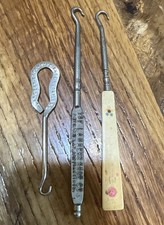 Set of 3 Antique Button Hooks Shoe Store Advertising Kinney/Landers/unknown