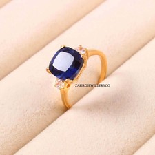 Blue Sapphire Ring, Cluster Ring, Stunning Ring, Stackable Ring, Lab Created
