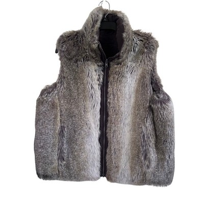 Weatherproof Faux Fur Reversible Vest Faux Suede Sleeveless Pockets Size Large