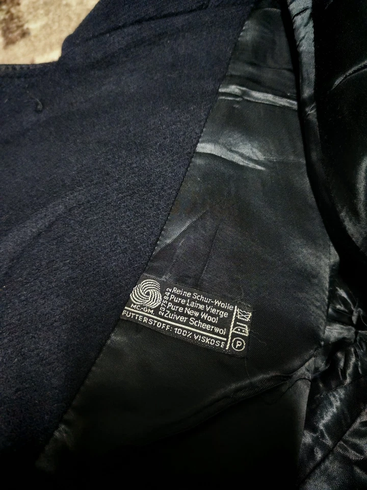 1970s Vintage Werther classic pure wool black belted raglan over coat 46R 46L - Image 3 of 4