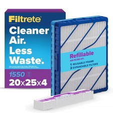 Filtrete Refillable Air Filter Starter Kit, MPR 1550, MERV 12, Reusable Frame