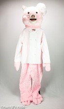 Pig Mascot Costume 10 Pc Pink Faux Fur Suit Head Mitts Foot Spats Chef Coat Hat
