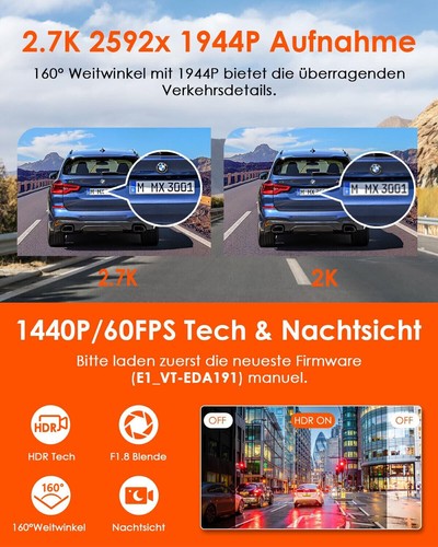 Dash Cam Mini Car WiFi GPS 1440P/60FPS Dash Cam Remote Control Voice Control - Picture 3 of 9