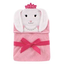 Hudson Baby Cotton Animal Face Hooded Towel, Princess Bunny, One Size