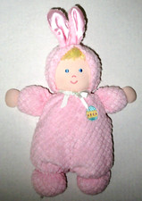 Eden Pink Bunny Doll Rattle Terrycloth Waffle Easter Egg Blonde Plush Baby Toy