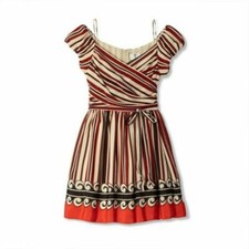 NWT ANNA SUI Woman's Target 20th Anniversary Striped Silk Mini Dress Size M.