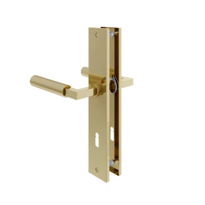 MS BESCHLÄGE Hochwertiger Messing Optik Türbeschlag Baustil Türdrücker Langschildgarnitur